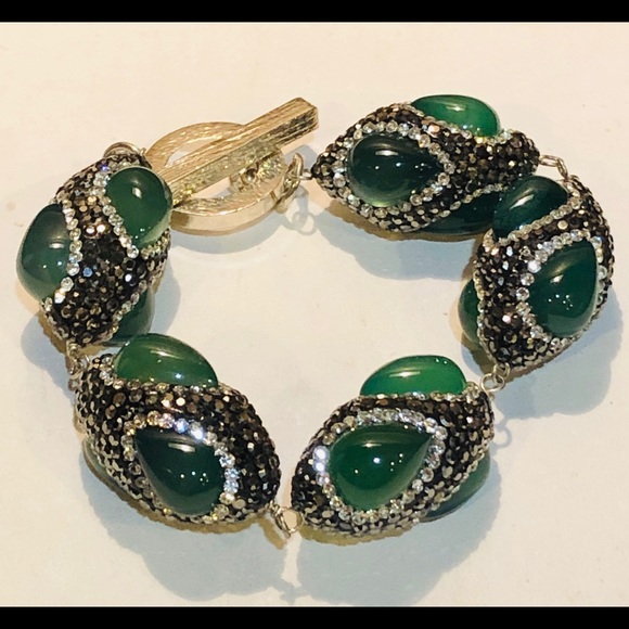 Jewelry - Genuine Green Jade & Marcasite Bracelet
